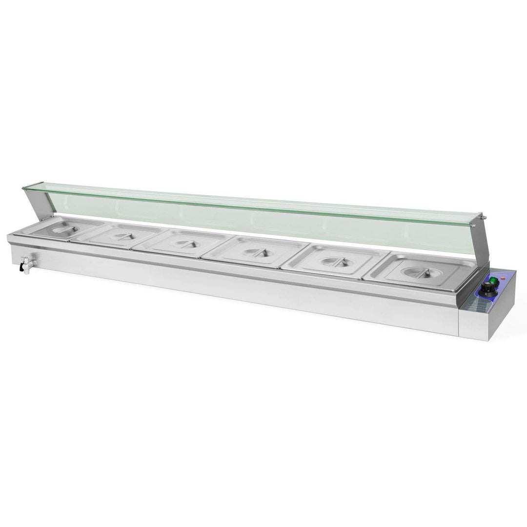 Speisenwärmer Buffetwärmer Wärmebehälter Für Speisen Elektrisch 1800W aus Edelstahl (Inkl 6X 1/2 GN