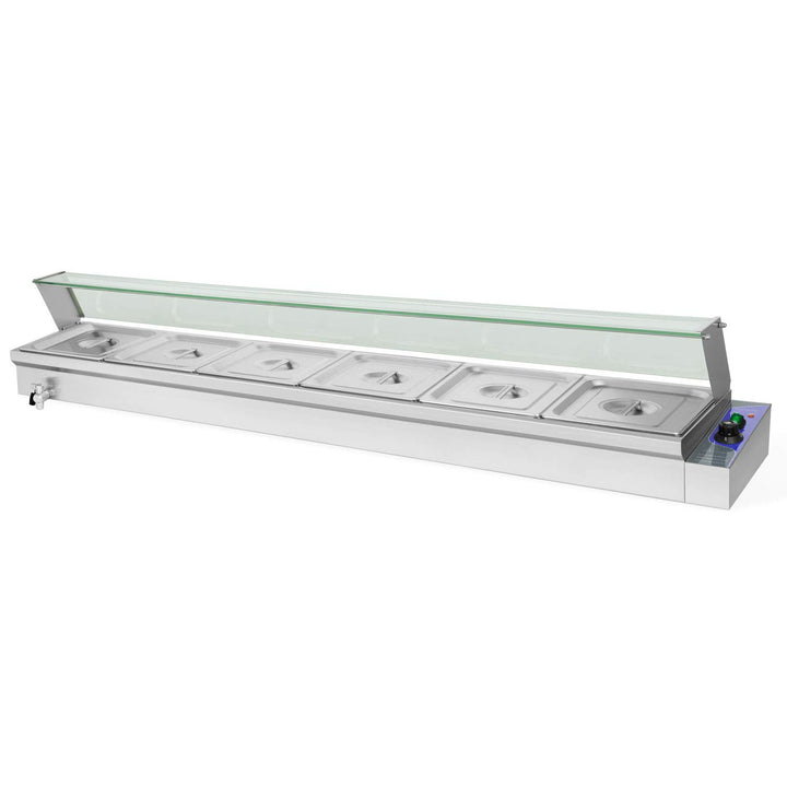 Speisenwärmer Buffetwärmer Wärmebehälter Für Speisen Elektrisch 1800W aus Edelstahl (Inkl 6X 1/2 GN