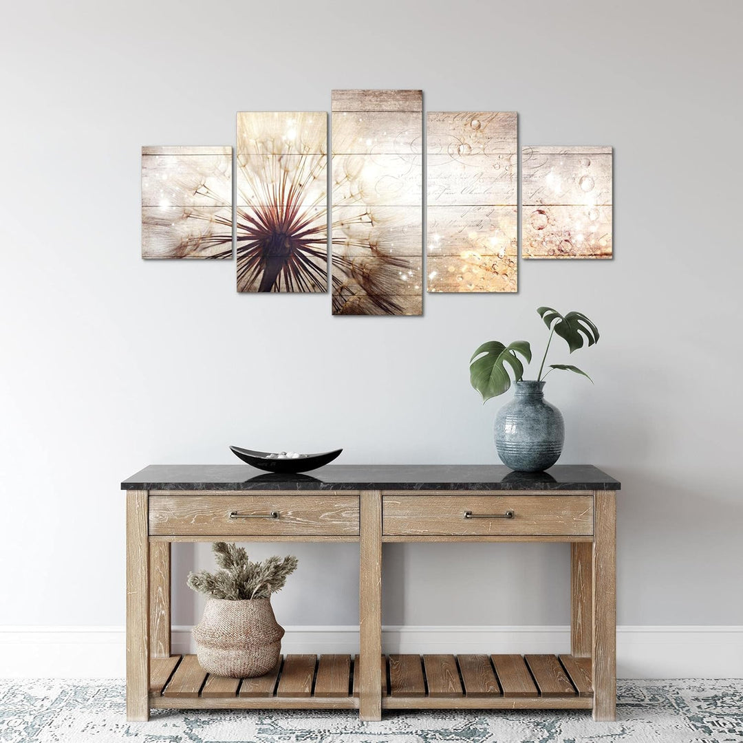 Runa Art Wandbilder Pusteblume 5 Teilig Bild auf Vlies Leinwand Deko Wohnzimmer Schlafzimmer Abstrak