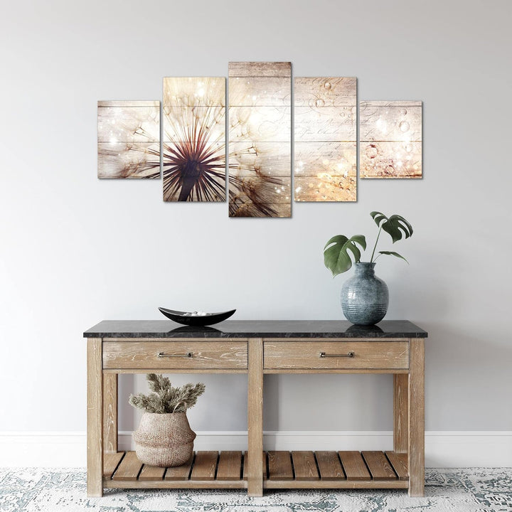 Runa Art Wandbilder Pusteblume 5 Teilig Bild auf Vlies Leinwand Deko Wohnzimmer Schlafzimmer Abstrak