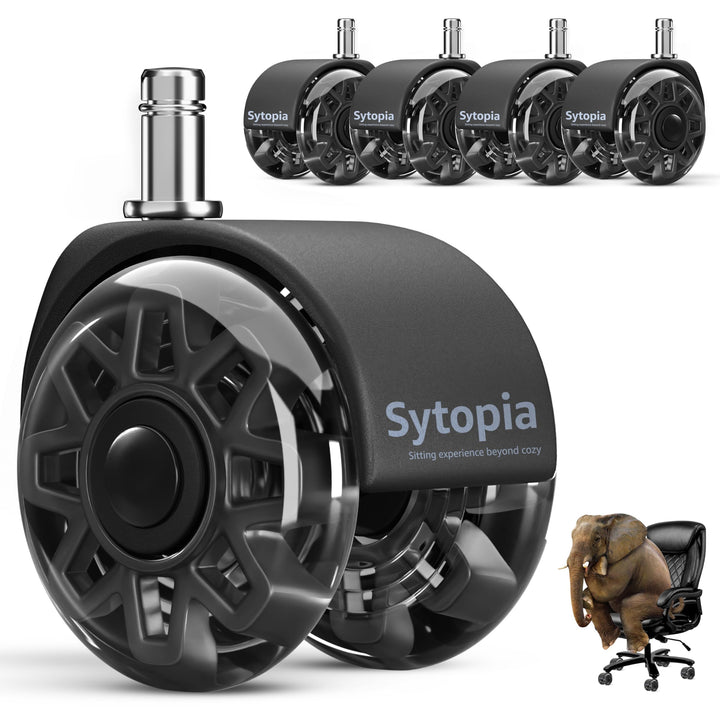 Sytopia 5er Set Bürostuhl Rollen 11x22MM, Grosse Gummirollen für Bürostühle, Perfekte Rollen für Tep