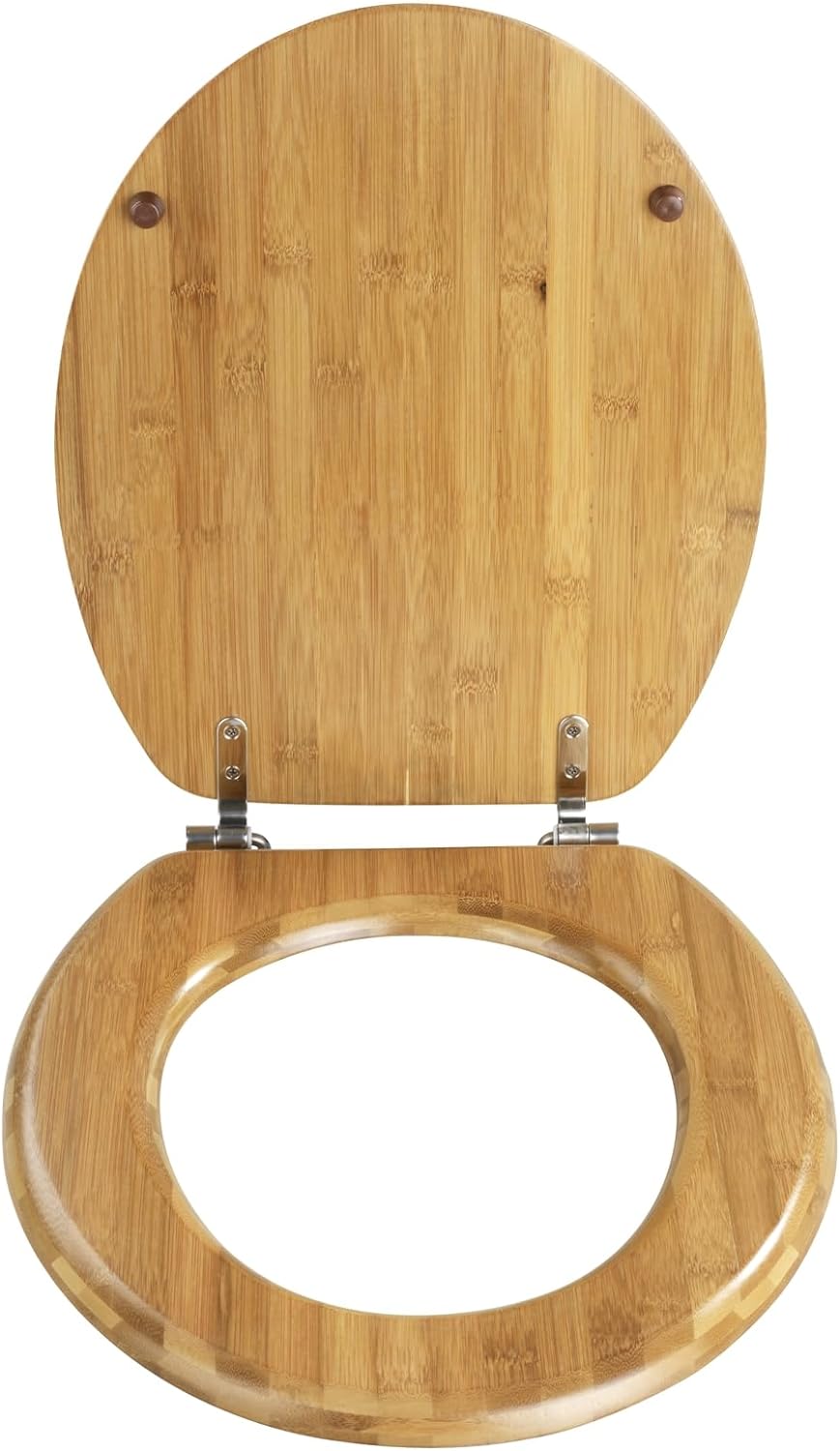 WENKO WC-Sitz Bambus, Toilettensitz aus echtem Bambus, WC-Deckel mit rostfreien Edelstahl-Scharniere