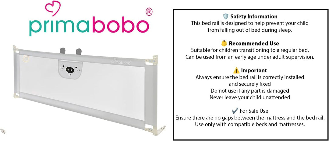 Primabobo Bettgitter Set 3 Stück Bär – 2X 200 cm + 1x 160 cm – Rausfallschutz Kinderbett, Bettgitter