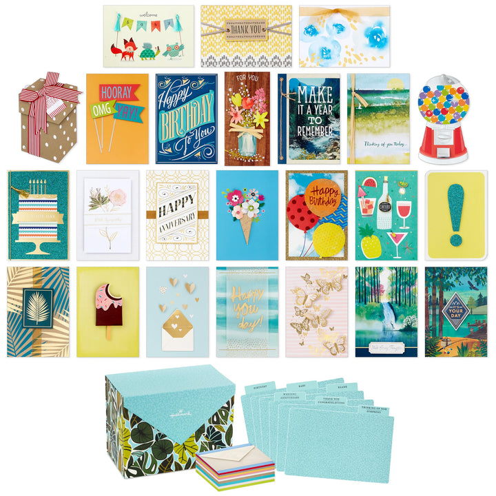 Hallmark 24 Stück handgefertigte Grusskarten, Modern Greenery, Geburtstagskarten, Babyparty-Karten,