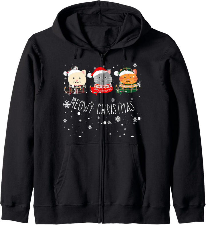Meowy Christmas Weihnachts-Pyjama mit lustigen Katzen Kapuzenjacke