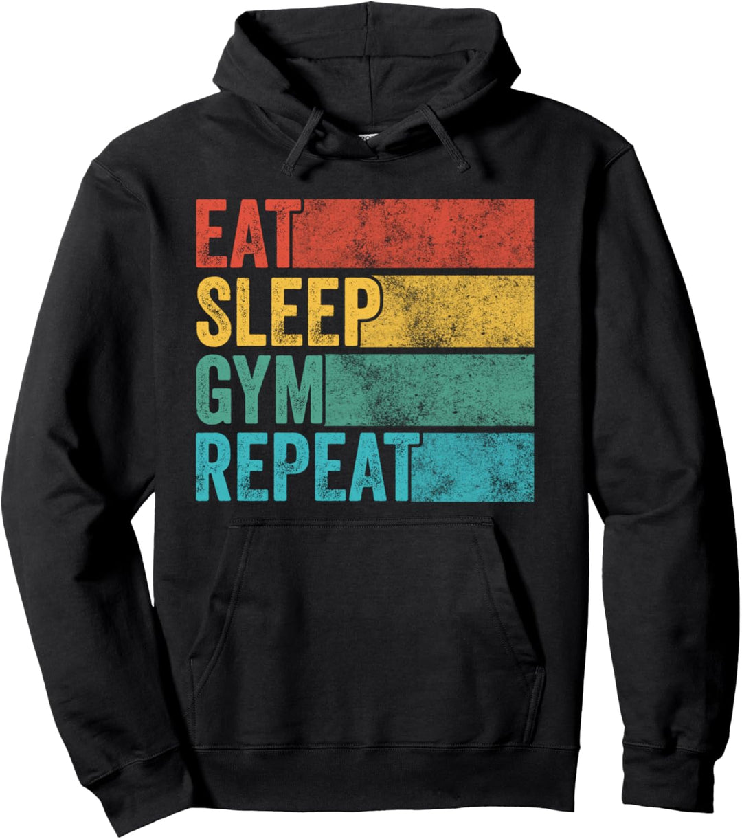 Eat Sleep Gym Repeat Lustiges Workout Train Vintage Pullover Hoodie