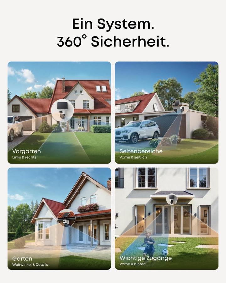 ANKER eufyCam S4 4‑Kamera‑Set, Überwachungskamera Aussen, Farbnachtsich, 4‑Kamera‑Set