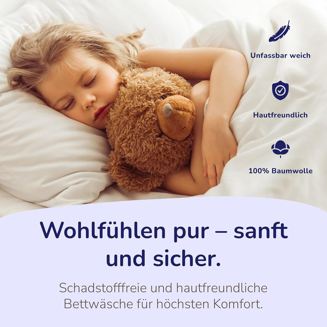 Träumschön Bettwäsche 135x200 4teilig - Bettwäsche Set im Karo Design - Biber Bettwäsche 4tlg aus 10