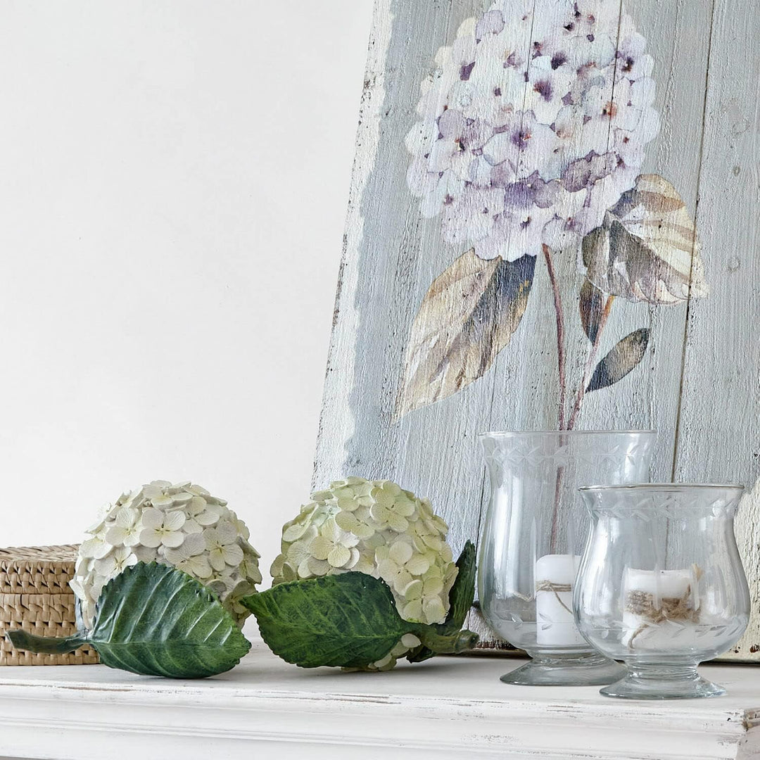 Loberon® Dekoblume 2er Set Hortensie, grün/weiss