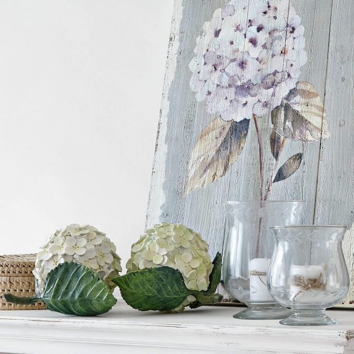 Loberon® Dekoblume 2er Set Hortensie, grün/weiss