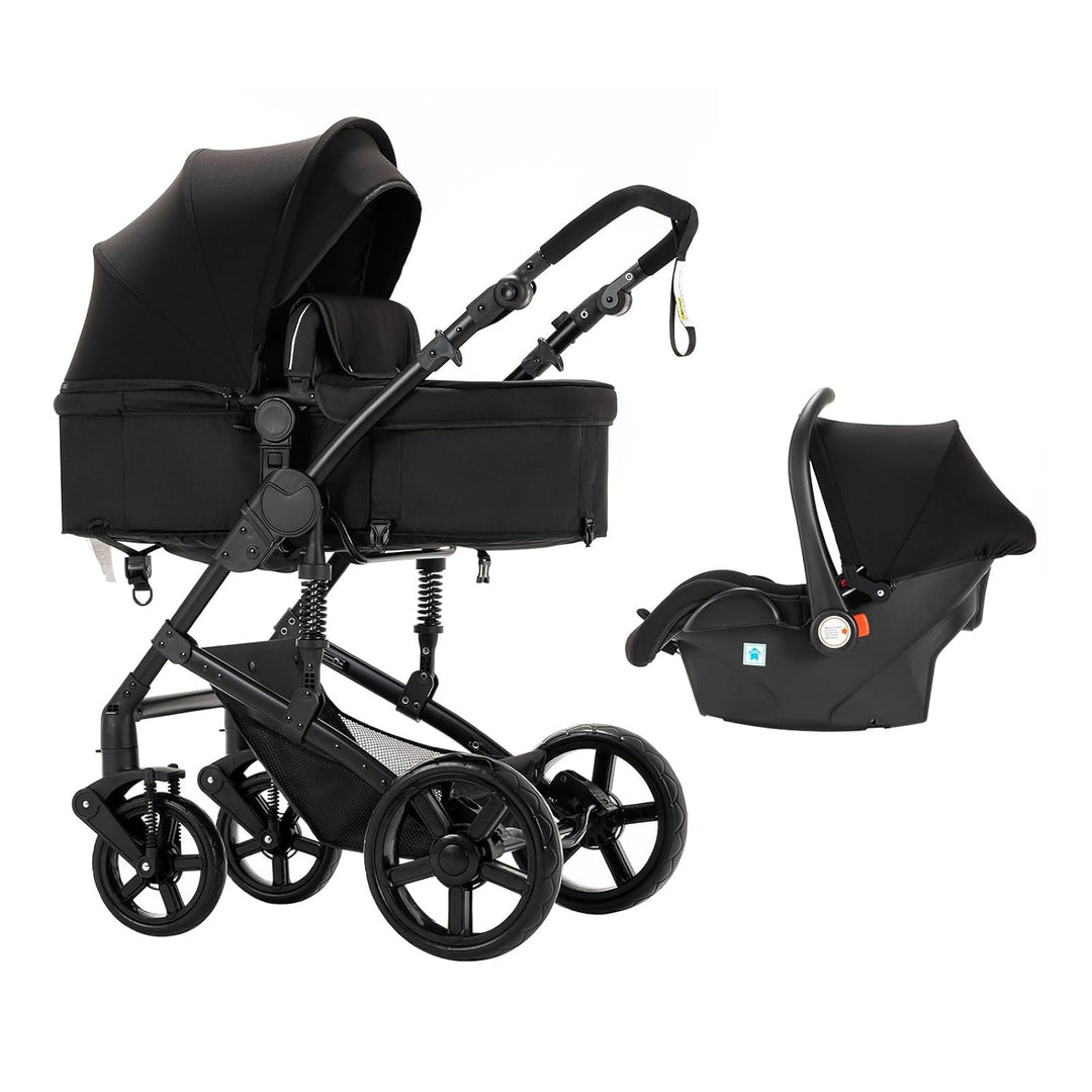 Nine point nine Kinderwagen 3 in 1, Kinderwagen Set mit Umkehrbarem Doppelschiebemodus, Kombikinderw