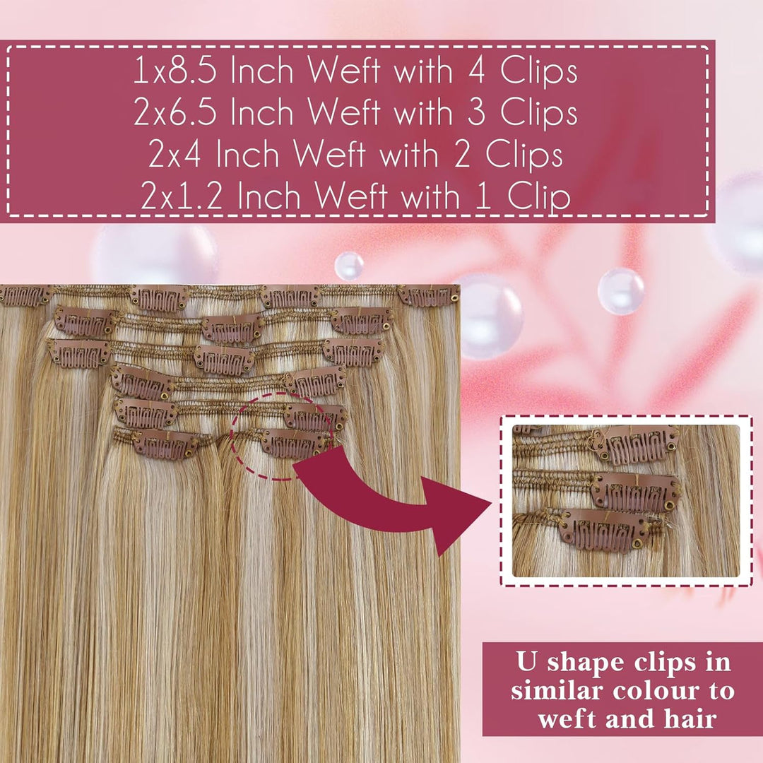 Vivien Blond Clip in Extensions Echthaar Blond Clip Echthaar Extensions Remy Haarverlängerungen Hell
