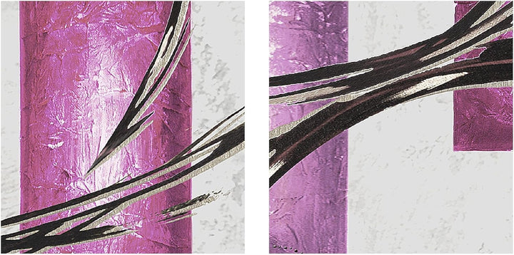 Runa Art Bild Modern Abstrakt - Made in Germany - Wandbilder Grau Lila Violett 4 Teilig 100742c 100