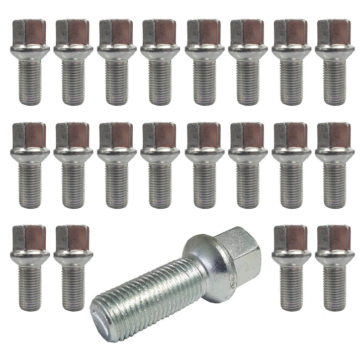 20 Radschrauben Radbolzen schwarz Kugelbund R14 M14x1,5 27mm silber 27 mm (R14), silber 27 mm (R14)