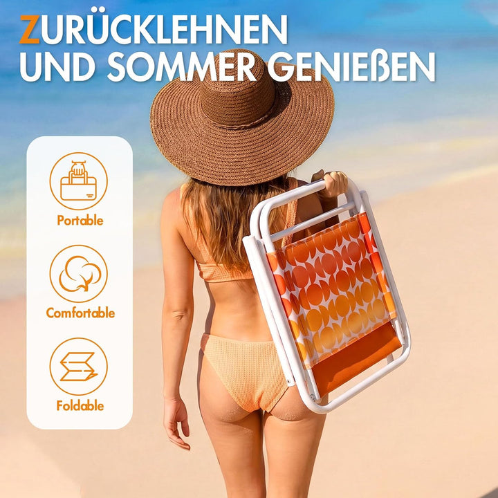 Portal Strandstuhl faltbar leicht Campingstuhl klappbar Kleiner Klappstuhl niedrig tragbar 120kg bel