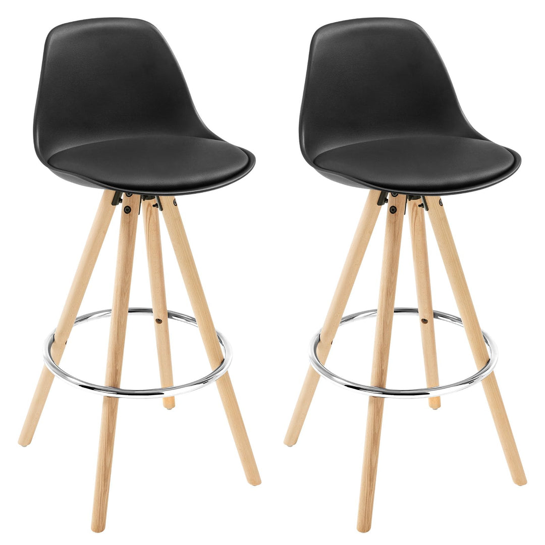 WOLTU Barhocker 2er Set Barstuhl aus Kunststoff Holzgestell mit Lehne + Fussstütze Design Stuhl Küch