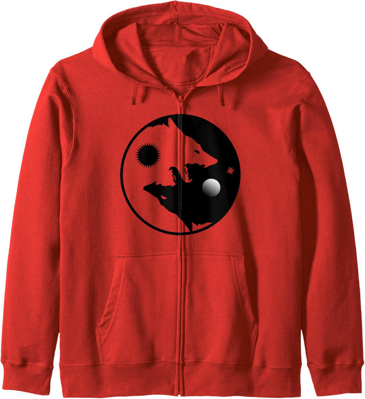 Yin Yang Wolf im Mondlicht vs Sonne, Geschenkidee Kapuzenjacke