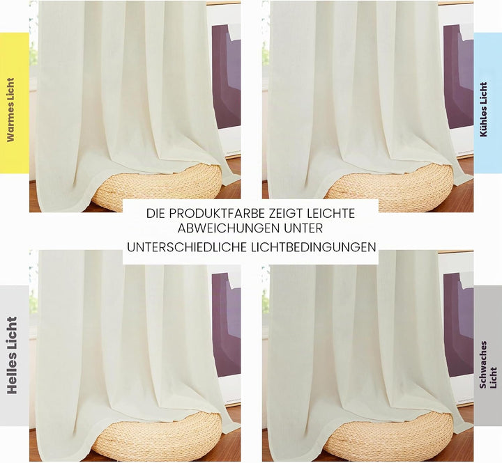 PONY DANCE Wohnzimmer Gardinen Kurz Leinenvorhänge Ösenschal 2er Set H 137 x B 140 cm Leinenoptik Ga
