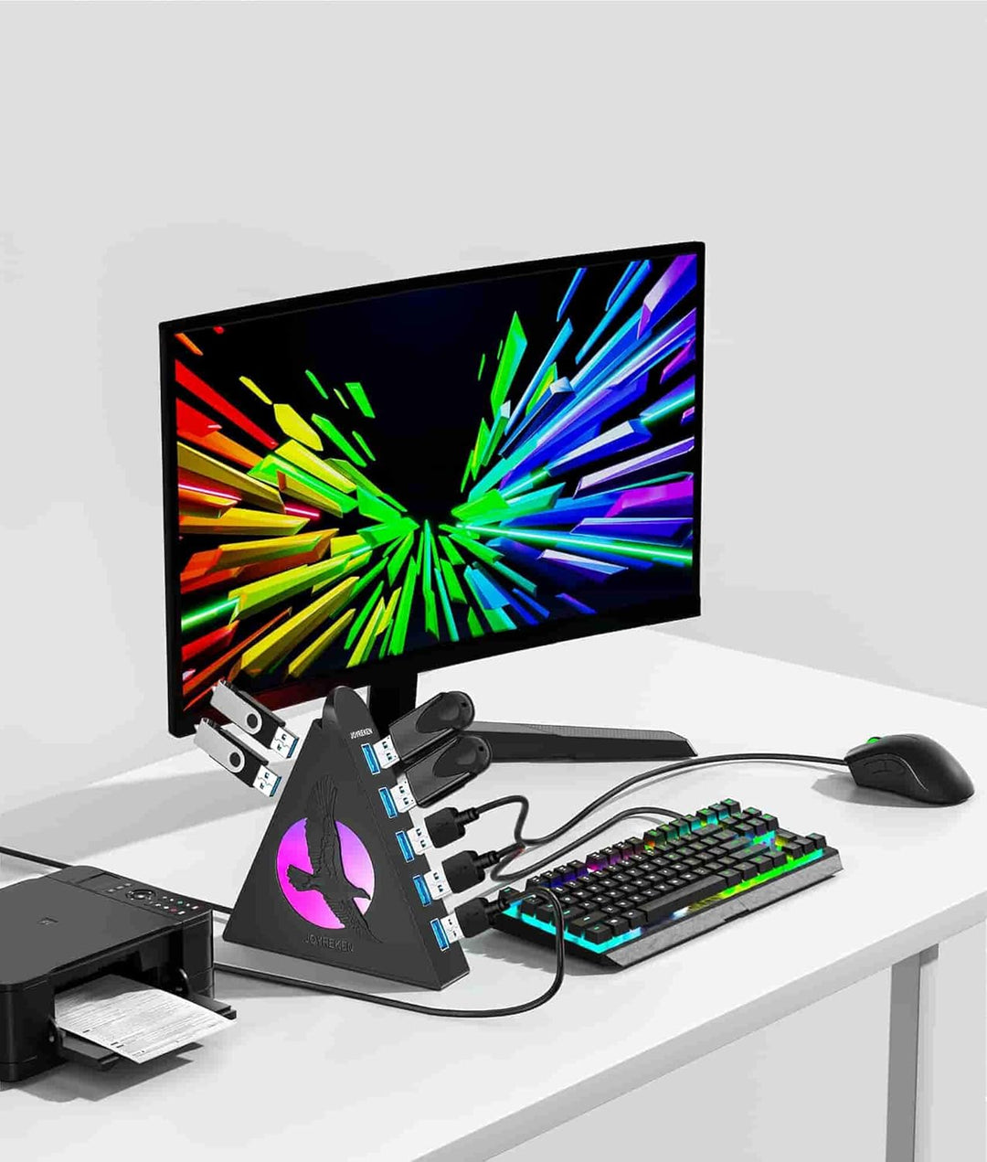 7 Ports USB Hub,JoyReken USB 3.0 verlängerung mit verlängertem 60cm Kabel,USB Verteiler für Laptop,