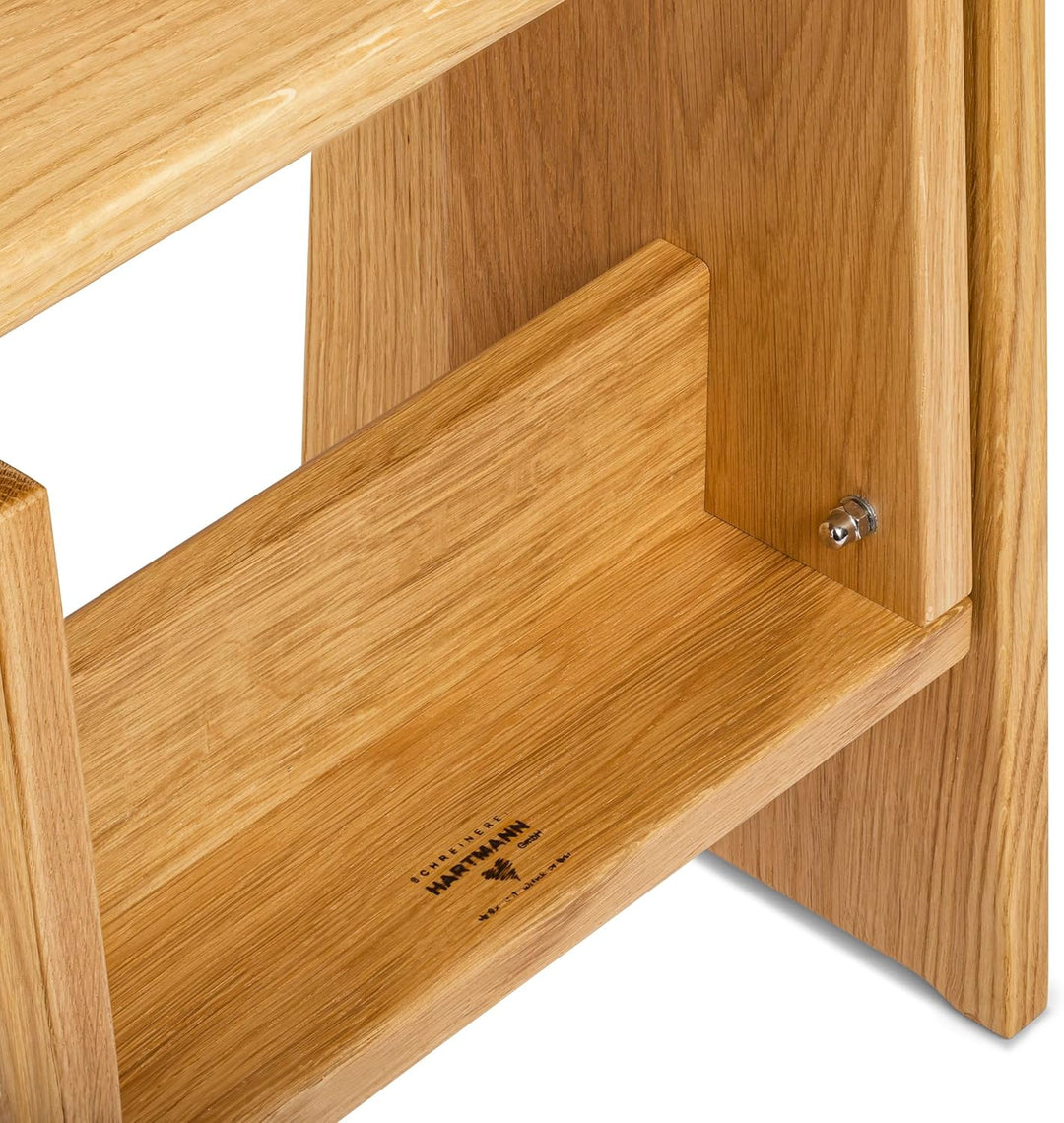 Tritthocker, Sitzhocker Holz, stabil in Eiche Natur Massivholz, für Kinder und die ganze Familie, Ei