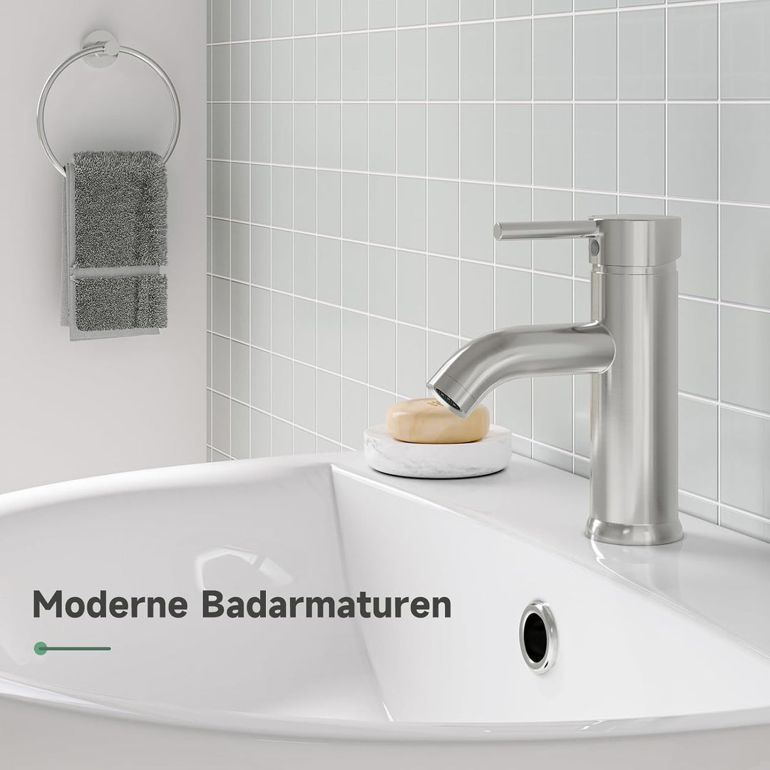 Wasserhahn Bad Gebürstet Nickel, Messing Einhebelmischer Waschbecken Armaturen, Mischbatterie Waschb