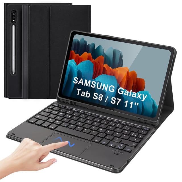 SOPPY Tastaturhülle mit Touchpad für Samsung Galaxy Tab S8 2022/Tab S7 2020 11 Zoll Hülle mit Tastat