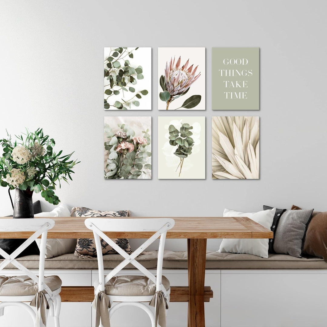 Novart Set Wandbilder - KEIN EXTRA RAMEN BENÖTIGT - Wohnzimmer Schlafzimmer - Bilder Modern Grün Blä