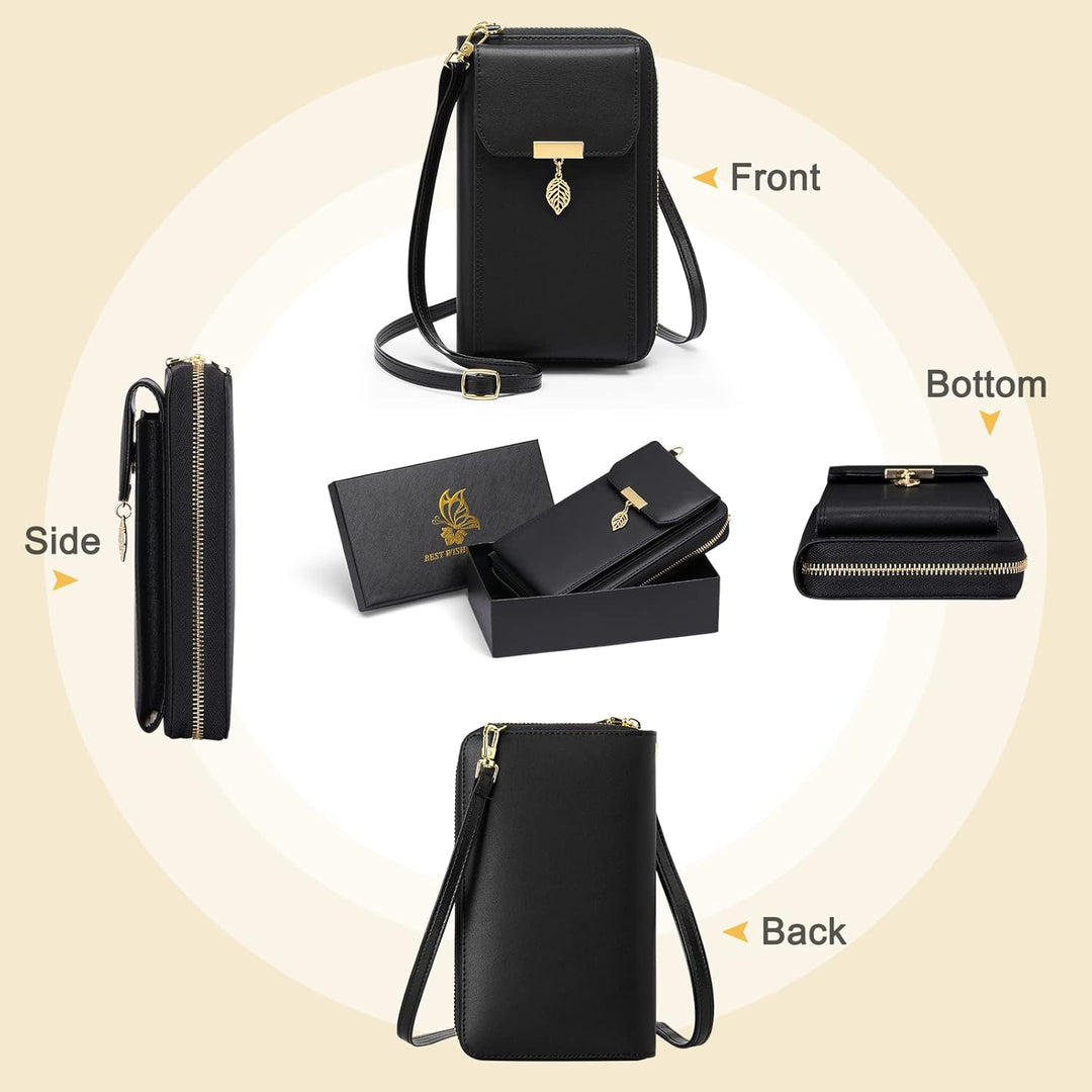 VOBUKE Handytasche zum Umhängen Klein RFID Schutz Umhängetasche Damen Leder Schultertasche mit 12 Ka