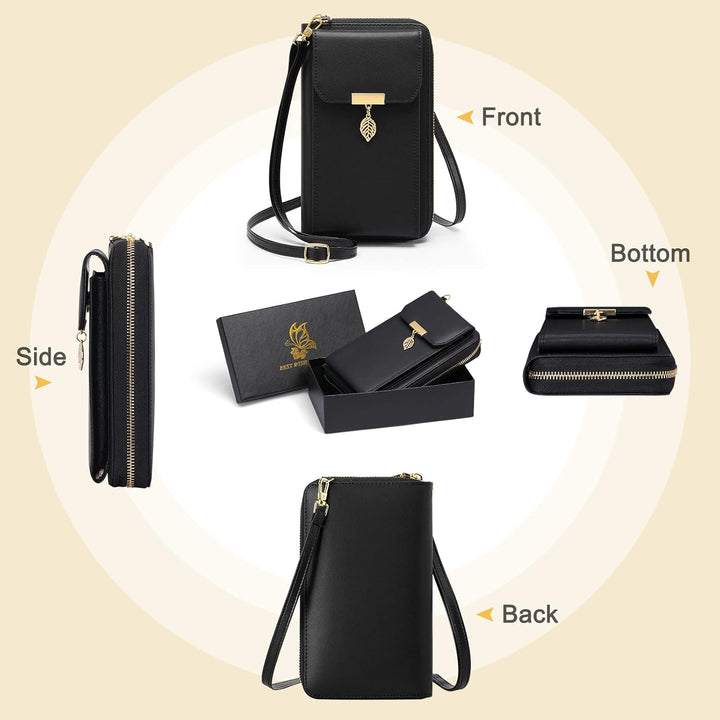 VOBUKE Handytasche zum Umhängen Klein RFID Schutz Umhängetasche Damen Leder Schultertasche mit 12 Ka