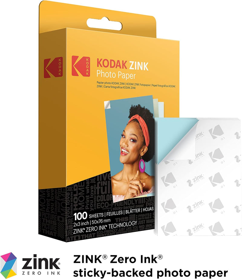 Kodak 2"x3 Premium Zink Fotopapier (100 Blatt) Kompatibel mit Kodak PRINTOMATIC-, Kodak Smile- und S