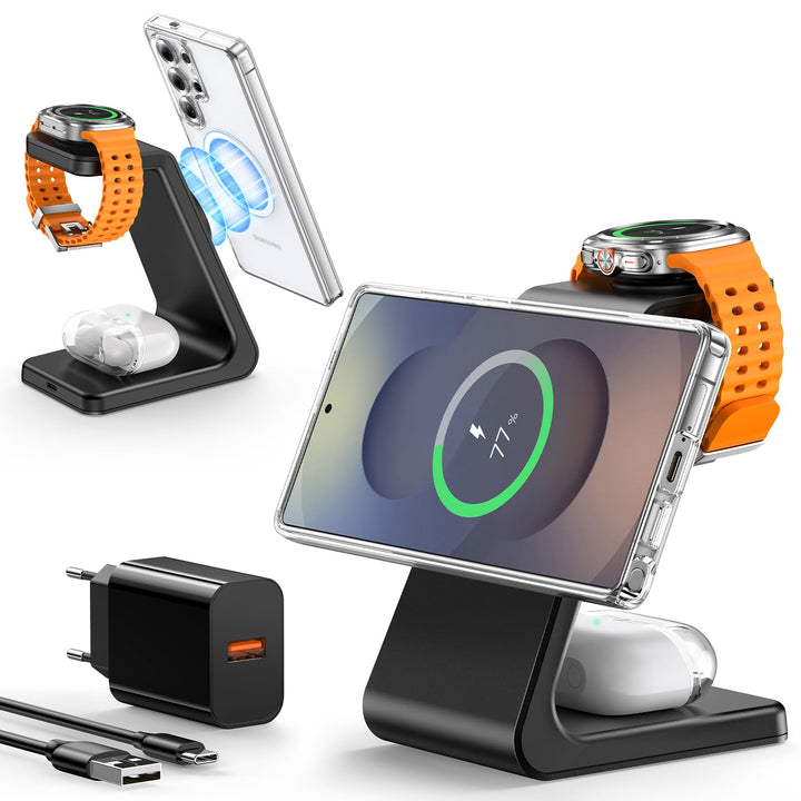 3 in 1 Magnetic induktive Ladestation für Samsung, Fast Mag-Safe Wireless Charger für Galaxy S25 Ult