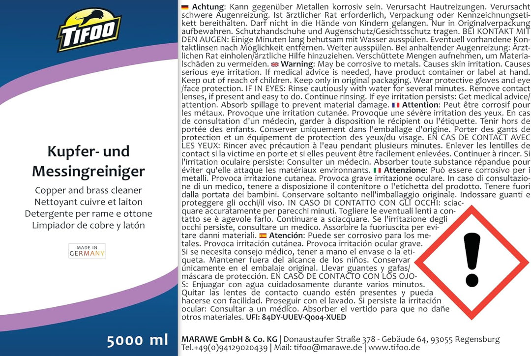 Kupferreiniger/Messingreiniger (5000 ml – Kupfer und Messing reinigen, Politur, Tauchbad 5 l (1er Pa