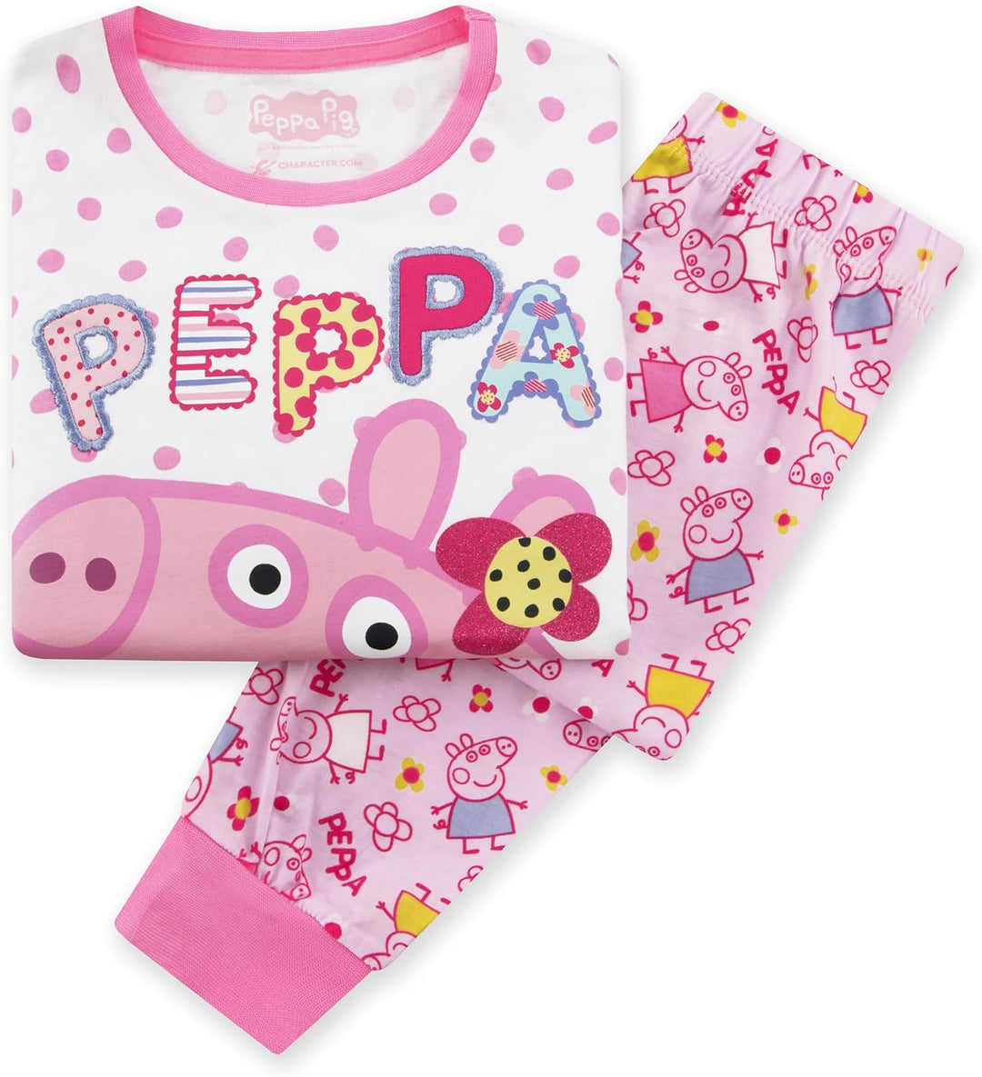 Peppa Wutz Schlafanzug Mädchen | Peppa Pig Schlafanzüge für Mädchen | Blumenmuster Pyjama 110 Mehrfa
