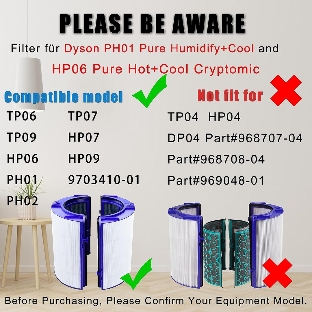 BAMBOOSTA Ersatzteile HEPA Filter Kompatibel mit Dyson PH01 Pure Humidify + Cool, HP06 Pure Hot + Co