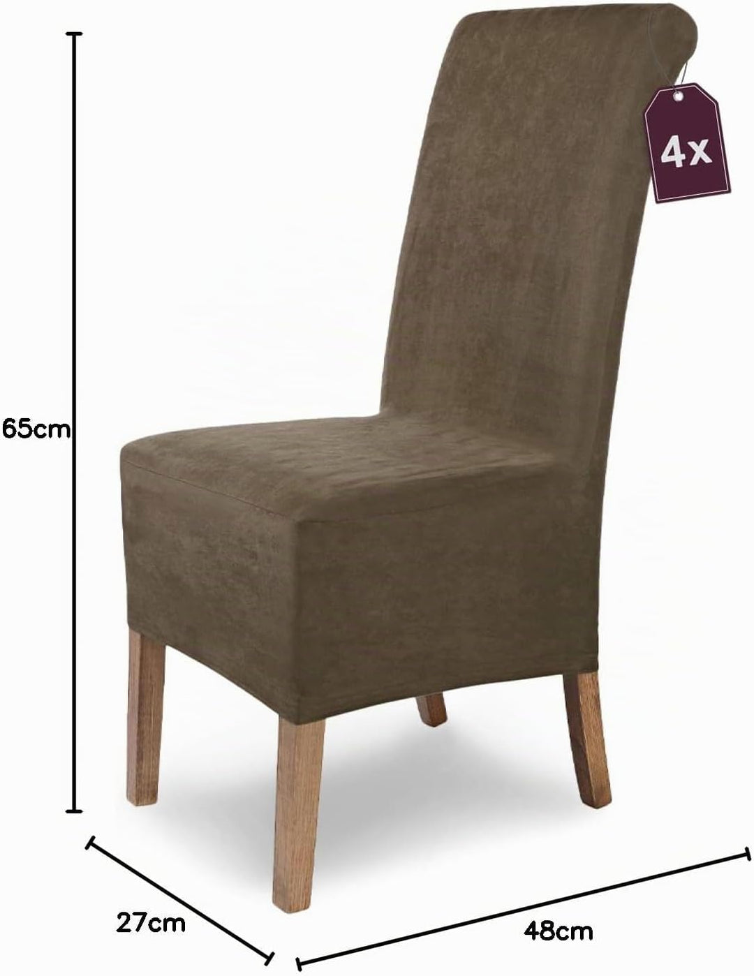 SCHEFFLER-Home Stuhlhussen 4er Set Leon Taupe-Braun/elastische Wildleder Hussen für Stühle/Robustes