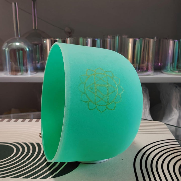 Chakra-Design, 432 Hz, F-Herzchakra, Quarz-Kristall, Klangschale für Meditation, Yoga und Entspannun