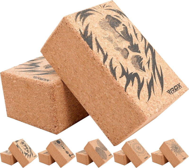 RDX Yoga Cork Block Set, High Density Eva Schaumstoff Rutschfester Blöcke, Leichtes Yogaklotz für Kö