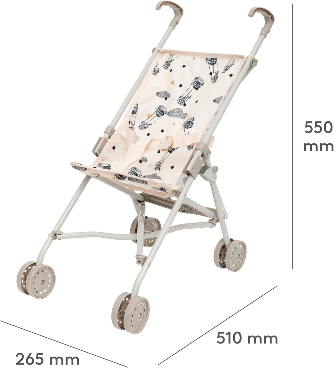 Skrållan Puppenbuggy ab 3 Jahre - 53cm grosser Klappbuggy mit Sicherheitsgurt und waschbarem Bezug -