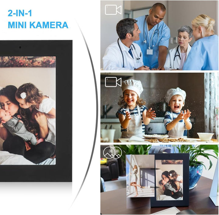 Mini Sicherheitskamera Fotorahmen,1080P Mini Überwachungs Kindermädchen Kamera mit Bewegungserkennun
