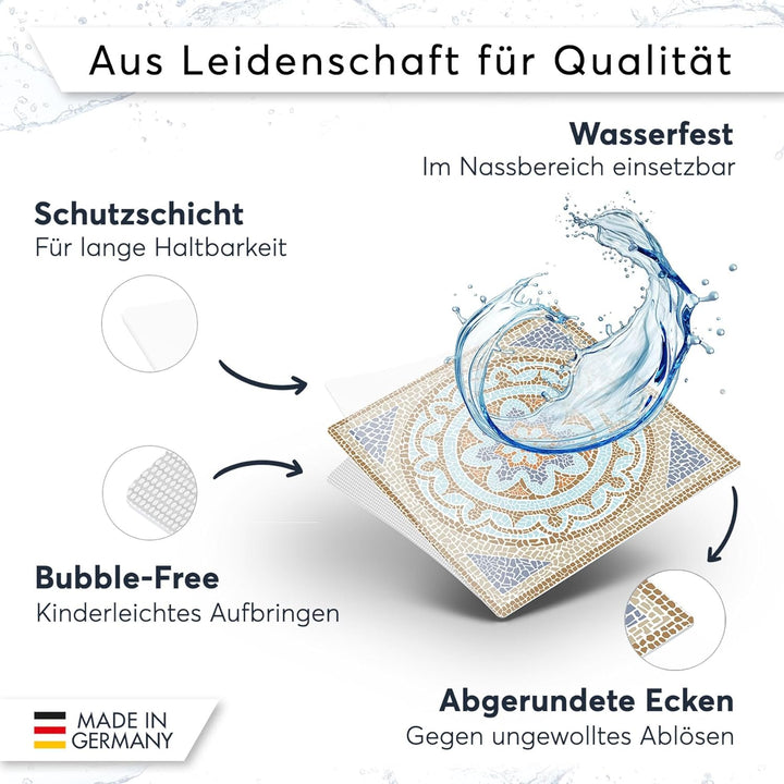 Mosaikfliesen für - [ Boden Fliesen ] - Sticker Aufkleber Folie für Bodenfliesen - Bad oder Küche I