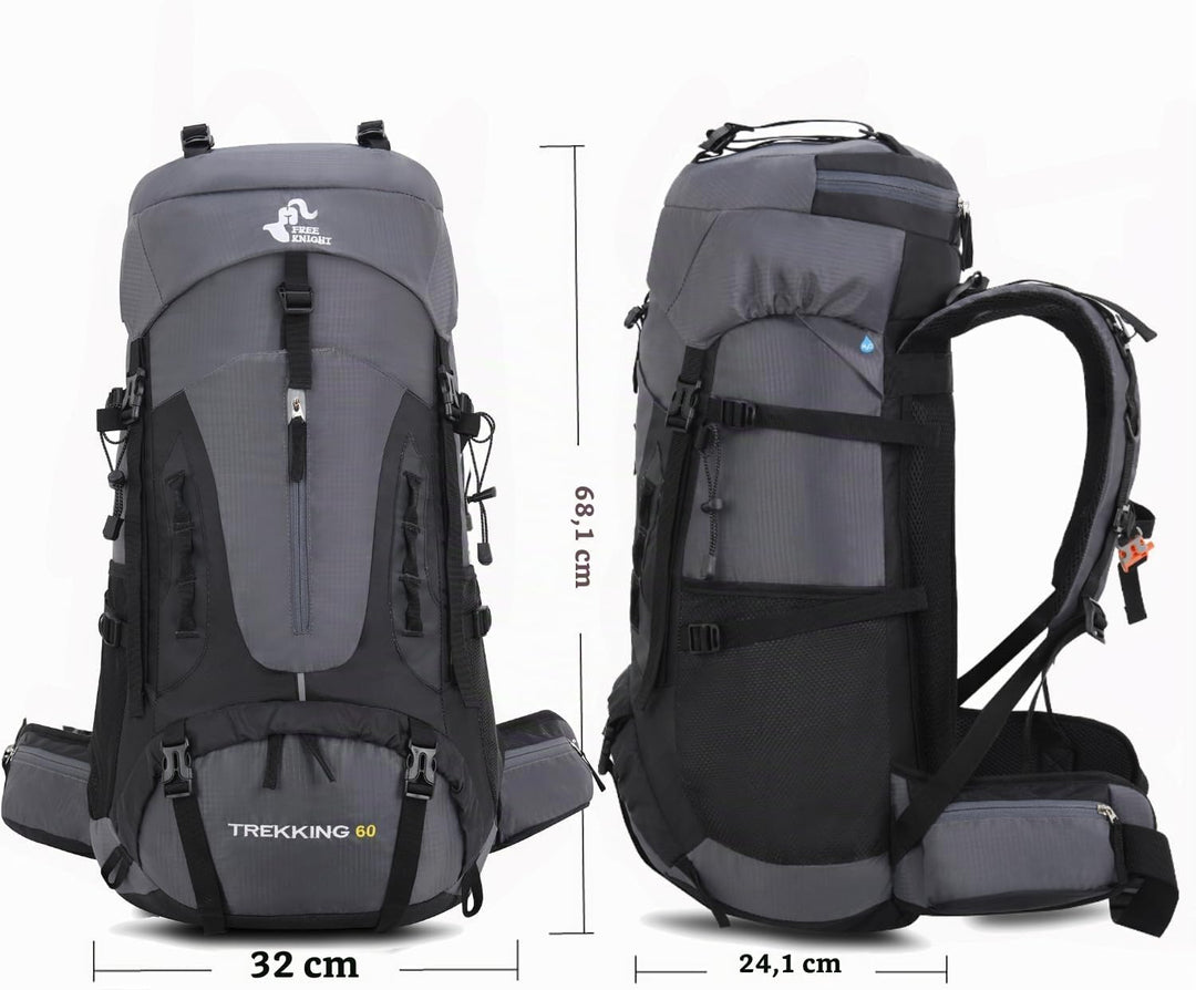 Bseash 60 l wasserdichter leichter Wanderrucksack mit Regenschutz, Outdoor-Sport, Reisen, Tagesrucks