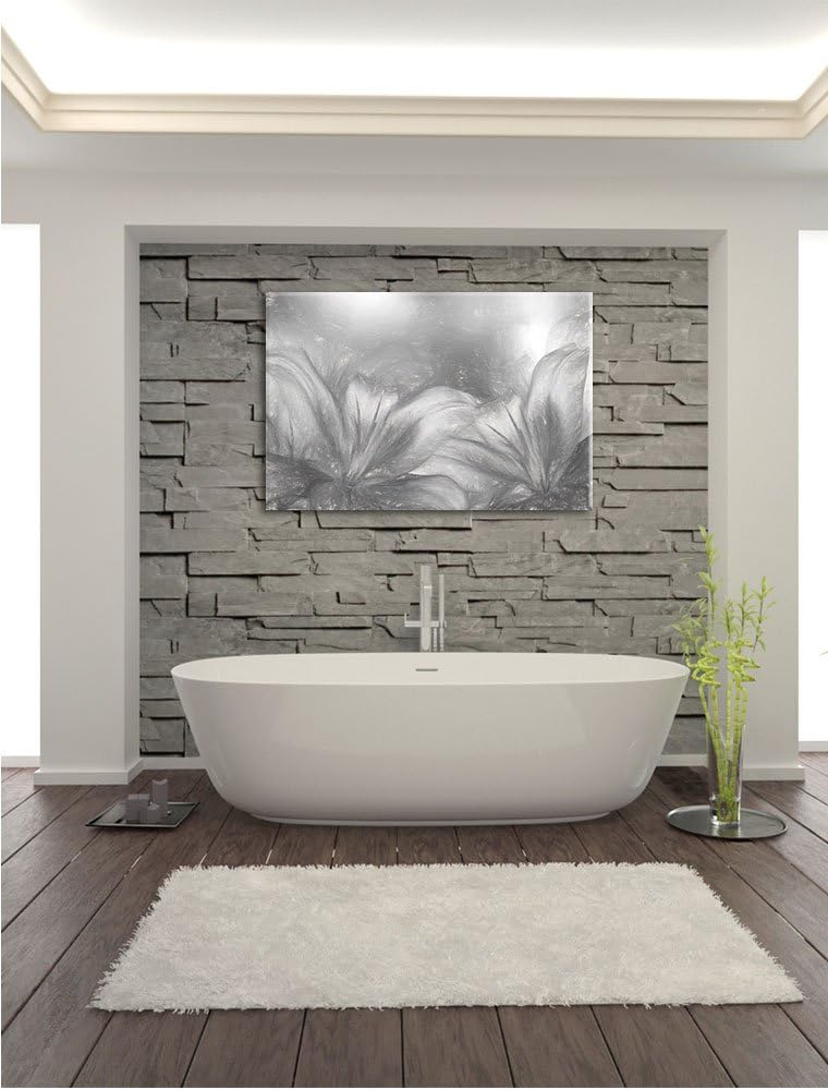 Pixxprint türkise Lilien Kunst als Leinwandbild/Grösse: 100x70 cm/Wandbild/Kunstdruck/fertig bespann