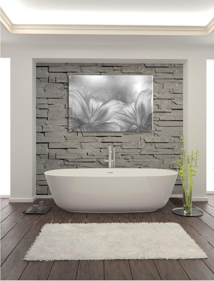 Pixxprint türkise Lilien Kunst als Leinwandbild/Grösse: 100x70 cm/Wandbild/Kunstdruck/fertig bespann