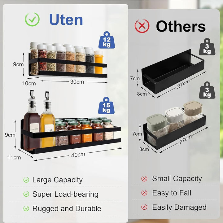 Uten Gewürzregal Kühlschrank Regal magnetisch, Gewürzhalter hängend ohne bohren Wandregal Gewürz Org