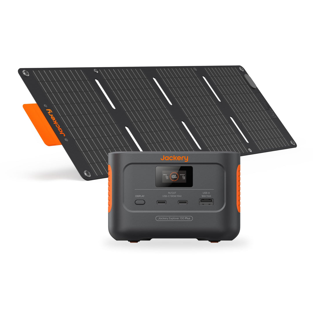 Jackery Tragbare Powerstation 100 Plus mit 1xSolarSaga 40W Mini, 99Wh Solar Generator mit 128W Ausga