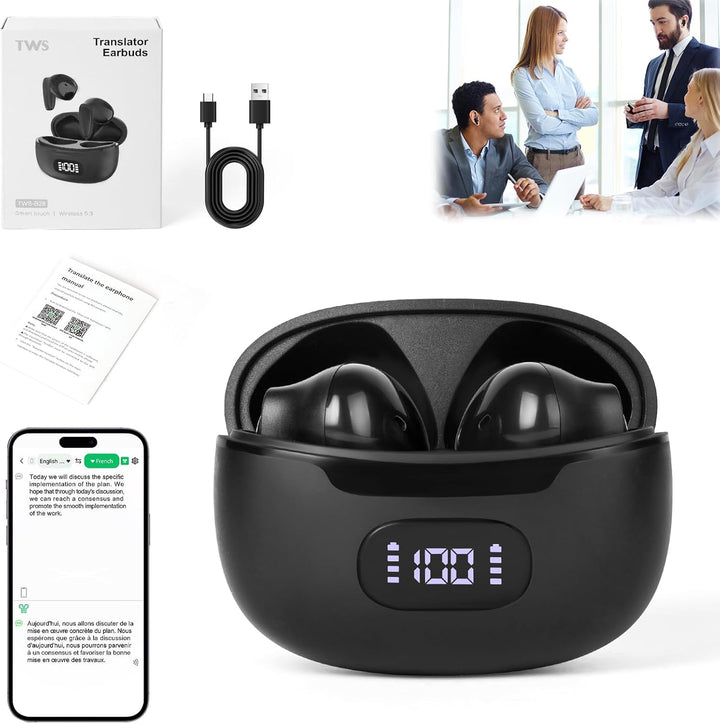 Ainiv AI Kopfhörer Übersetzer, Translator Earbuds, Bluetooth Kopfhörer Sofortübersetzung in 144 Spra