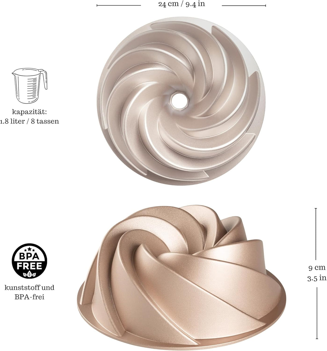 Erreke Gugelhupfform, Professionelle Qualität Kuchenform Ø 24 cm, Gugelhupf Backform, Sehr Widerstan
