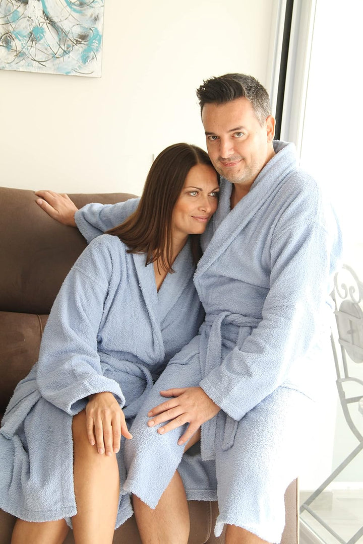 Bademantel für Damen, Herren, Unisex, Frottee 100% Baumwolle 400 gr, Flauschig, Kuschelig, Bunt, Lei