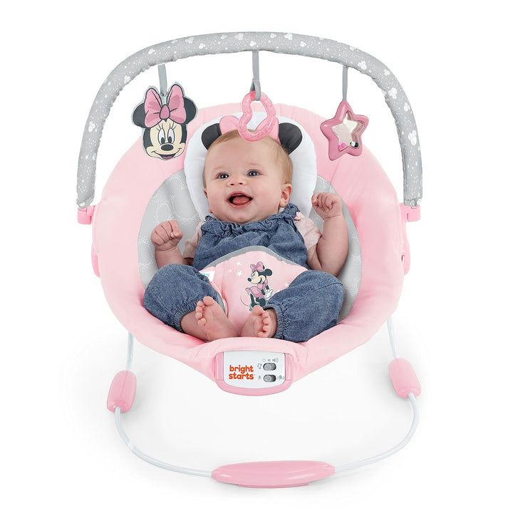 Bright Starts, Disney Baby, Minnie Maus Rosy Skies Babywippe mit beruhigenden Vibrationen mit 7 Melo