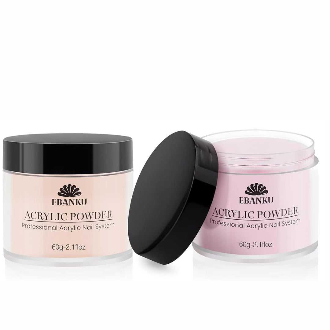 EBANKU 2 x Professionelles Acryl-Pulver für Nagelverlängerungen, raues Rosa, für Nagelverlängerungen